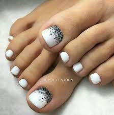 Colorful nail designs nail art designs toe nail designs for fall. White Black Toenails Pedicure Designs Toenails White Toe Nail Polish Toe Nails