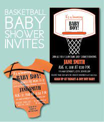 Baby Shower Invitations For The Love Of Sports Aesthetic Journeys Basketball Baby Shower Basketball Theme Baby Shower Baby Shower
