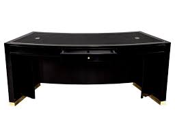 Sauder edge water executive desk, estate black finish. Vintage Leather Top Modern Black Executive Desk At 1stdibs