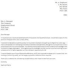 I am applying or the position of a quantity surveyor. Quantity Surveyor Cover Letter Example Icover Org Uk