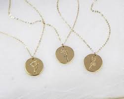 Birth Month Flower Charm Necklace Birthday Gift Birth Etsy