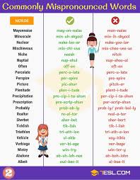 185 Commonly Mispronounced Words In The English Language Learn English Words English Vocabulary Words English Words