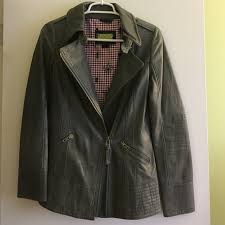 mackage grey leather jacket never worn