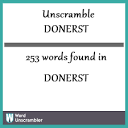 Unscramble DONERST - Unscrambled 253 words from letters in DONERST