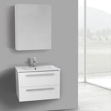 Find the ideal vanity for your bathroom with any style at a great price Acf Da274 By Nameek S Dadila 25 Inch Glossy White Wall Mount Bathroom Vanity Set 2 Drawers Medicine Cabinet Included Thebathoutlet