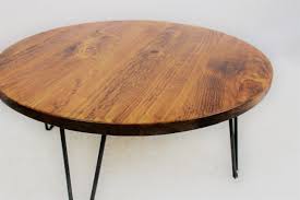 Wooden Rustic Industrial Round Coffee Low Table With Metal Etsy In 2020 Rustic Industrial Coffee Table Rustic Industrial Coffee Table