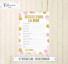 Baby Shower Game In Spanish Wishes For Baby Deseos Para La Bebe Espanol Juegos Baby Shower Printable Espanol Pink Baby Shower Game 147 Baby Shower Games Wishes For Baby Shower Games