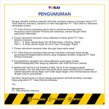 Bahagian integriti, cawangan dasar dan pengurusan korporat, tingkat 32, menara kerja raya (blok g), . Careers Official Website Pt Tokai Dharma Indonesia