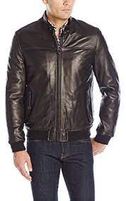 Cole Haan Men S Smooth Leather Stand Collar Moto Jacket With Banded Bottom Black Small Cole Haan Men S Outerwear Cole Haan Men Leather Stand Jackets