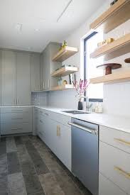 Beautifully Gray Butler Pantry Boasts Gray Flat Front Cabinets Adorning Lewis Dolan Bar Pulls And Fitted With A Sta Contemporary Kitchen Pantry Cabinet Kitchen