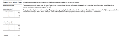 Solved First Class Mail First Write A Python Program Tha
