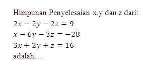 Soal Dan Pembahasan Sistem Persamaan Linier Tiga Variabel 1 2 Istana Mengajar