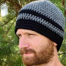 Hat For Man Grey Crochet Cap Man Crochet Beanie Mens Winter Etsy Crochet Cap Crochet Mens Hat Mens Crochet Beanie