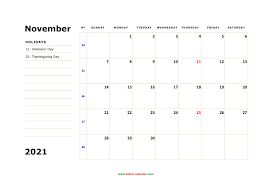 I know you have some plan for may month and you have already started working on it. November Calendar 2021 Printable Free