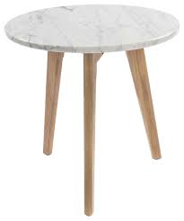 This round end table features a simple design with an airy metal frame and marble top for just the right amount of style and space. Cherie 15 Round Italian Carrara White Marble Side Table With Oak Legs Midcentury Side Tables And End Tables By Homesquare Houzz