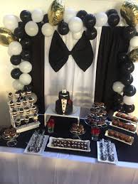 Black And White Birthday Party Decorations Black White Gold Tuxedo Theme Fun Birthday Ideas Cake Cookies Cupcakes Dessert Table In 2020 Birthday Party For Teens Birthday Parties Birthday Party Decorations