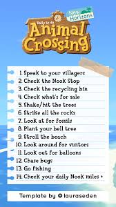Daily To Do Animal Crossing New Horizons Animal Crossing New Animal Crossing Animal Crossing Guide