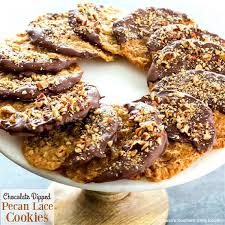 Zielinski & rozen vetiver & lemon, bergamot. Chocolate Dipped Pecan Lace Cookies Melissassouthernstylekitchen Com