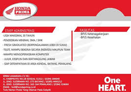 Pt pemalang batang toll road jl. Lowongan Kerja Di Honda Prima Pemalang