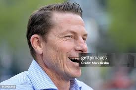 Former Adelaide Crows player Mark Bickley speaks to the media during...  News Photo