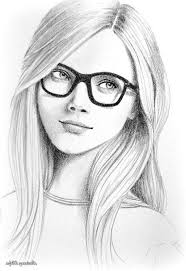 Black And White Sketch Artists Girl With Glasses Long Wavy Hair Easy Things To Draw When Your Bored Black White Pencil Sketch In 2020 Pencil Sketches Easy Girl Face Drawing Pencil Drawings Of Girls