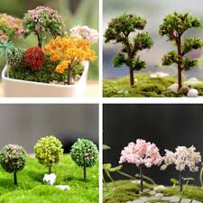 Available in five pastel colors: Plastic Crafts Kawaii Trees For Miniature Garden Ornament Dollhouse Plant Pot Diy Craft Home Decoration Accessories Garden Statues Sculptures Aliexpress