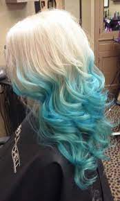 Blonde With Blue Ombre Dyed Hair Hair Color Blue Aqua Hair