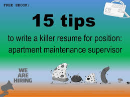 Maintenance supervisor job description, free pdf sample: Apartment Maintenance Supervisor Resume Sample Pdf Ebook Free Download