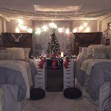 14 Christmas Dorm Decor Ideas You Ll Want To Copy My College Savvy Christmas Dorm Dorm Room Doors Dorm Room Inspiration