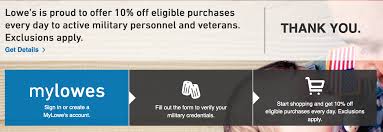 Plus, the card also offers the option of fixed monthly payments for purchases of $2,000 or more. Lowe S Military Discount 10 Off Military Veteran Discounts