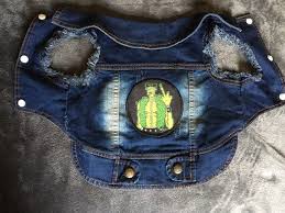 Repurposed Dog Jean Vest Toxic Toons Patch Large Only One Size Dog Vest