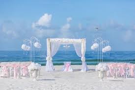 Panama City Beach Wedding Ceremony With Bamboo Arbor Panama City Beach Wedding Wedding Beach Ceremony Diy Beach Wedding