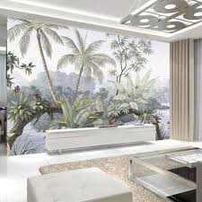 Nxmrn Personnalise 3d Photo Murale Papier Peint Aquarelle Plantes Par Lac Tropical Papier Peint Peinture Sur Papier Peint Papier Peint Papier Peint Floral Vert
