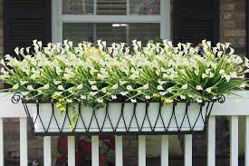 Artificial Flowers Outdoor Fake Plants Faux Shrubs Calla Lily Plastic Greenery Uv Resistant Window Box 4 Pcs Wholesal Artificial Plants Patio Trees Fake Plants