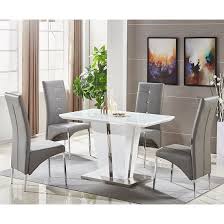 Make mealtimes more inviting with comfortable and attractive dining room and kitchen chairs. Memphis Glass Dining Table Small In White With 4 Grey Chairs Furniture In Fashion
