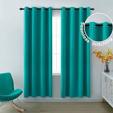 Koufall Teal Curtains 84 Inch Length For Living Room Set Of 2 Panels Grommet Pair Drapes Ligh Curtains Teal Blackout Curtains Teal Curtains