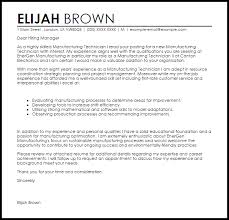 Manufacturing Technician Cover Letter Sample Cover Letter Templates Examples