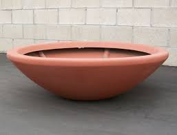 Terra cotta clay low bowl. 48 Dia X 14 H Nexus Low Bowl Round Fiberglass Planter Terracotta Color Light Sand Finish Fiberglass Planters Custom Planters Garden Boxes