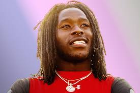 Alvin kamara #41 of the new orleans saints celebrates a touchdown during the first half of a game in addition to wearing his hair in twists, he rocks two nose rings and a shiny gold grill in his mouth. Chasing Alvin Kamara The Nfl S Reluctant Star Bleacher Report Latest News Videos And Highlights