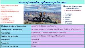 Ayudante de cocina en ecuador. Ofertas De Empleo En Espana Ayudante De Cocina Para Pizzeria Almerimar Almeria