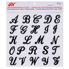 These inexpensive metallic letters give the appearance of vintage metal sign letters, but are less costly and offered in a broad range of fonts and sizes. Black Embroidered Letter Iron On Applique Alphabet Large Hobby Lobby 80985142
