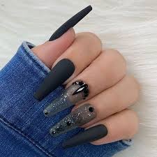 Coffin Shaped Black And Grey Acrylic Nails 65 Best Coffin Nails Short Long Coffin Shaped Nail Designs For 2020 In 2020 Long Acrylic Nails Coffin Shape Nails Coffin Nails Designs