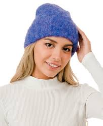 Fuzzy Hair Beanie In Blue