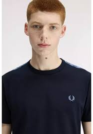Buy Fred Perry Fred Perry M4613 Contrast Tape Ringer T-Shirt (Navy