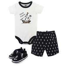Baby bedding crib set ~ crib bedding ~ pirate bedding set ~ baby bedding ~ baby shower gift ~ baby gift ~ nursery bedding suitebaby. Hudson Baby 3 Piece Pirate Bodysuit Short And Shoe Set In Black Bed Bath Beyond