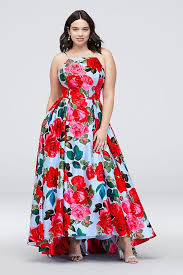 Pleated Lace Up Floral Printed Plus Size Ball Gown David S Bridal Plus Size Wedding Guest Dresses Gorgeous Prom Dresses Ball Gowns