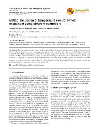 For single phase flow past the wall α for each of the streams is a function of re and pr. Pdf Automation Control And Intelligent Systems Matlab Simulation Of Temperature Control Of Heat Exchanger Using Different Controllers Fabio Alejandro Melo Torres Academia Edu