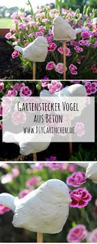 Diy Gartenstecker Vogel Aus Beton Einfach Selber Machen Gartendeko Gartenstecker Garten Deko Selber Machen Garten