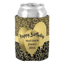 50th Birthday Gift Ideas For Uncle Happy Birthday 50th Number Pattern Gold And Black Can Cooler Zazzle Com Happy 50th Birthday Birthday Present Diy Birthday Gifts For Boys