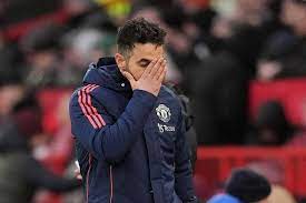 Rúben Amorim looks sad on the touchline. 😞📉 Manchester United are losing  0-3 at home. | Facebook